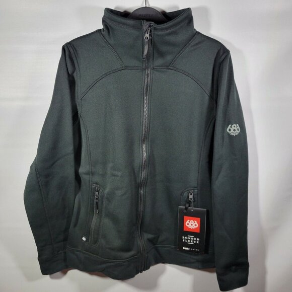 NEW Genuine 686 Women Stardust Bonded Fleece Full Zip Jacket Black Size Large - Picture 1 of 8